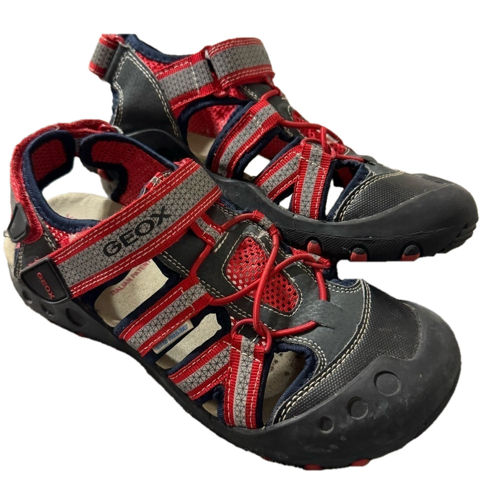 Geox Respira EUR 36 Boy’s US Size 4Y Navy Red Comfortable Sporty Velcro Sandals